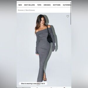 Princess Polly | Charcoal Off-Shoulder Dress